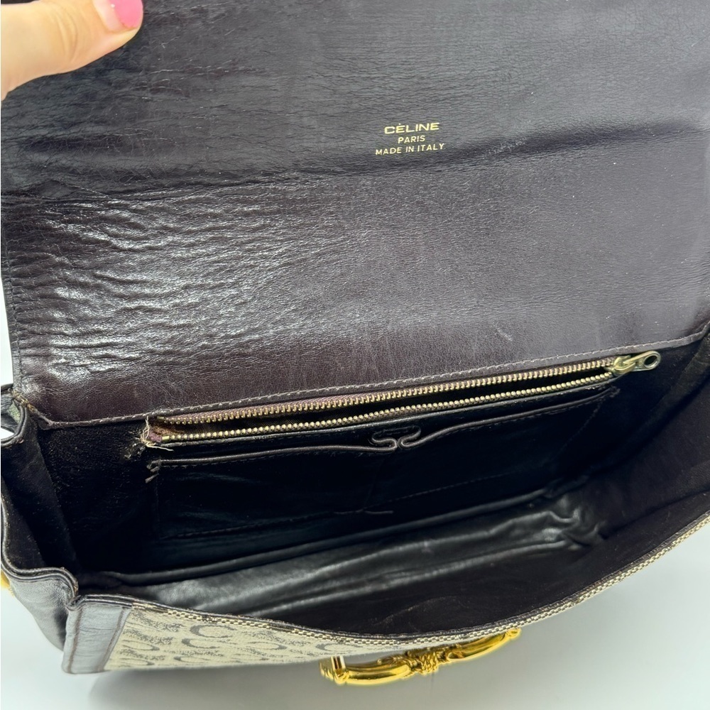 Celine Vintage 70s Carriage Monogram Canvas & Leather Horse Carriage Crossbody - Picture 12 of 15